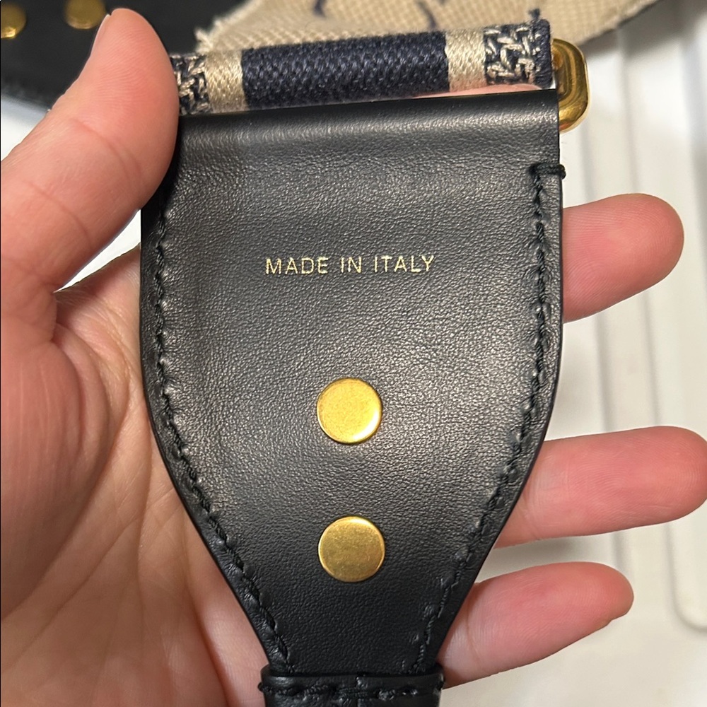 Dior Navy and Beige CHRISTIAN DIOR Woven Canvas Strap - Picture 4 of 12